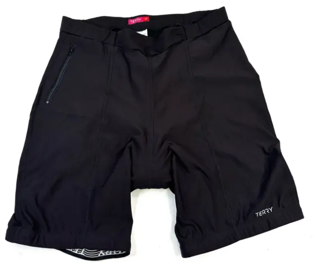 Terry Womens Fitted Cycling Shorts Black Size 2XL Padded 9" Inseam Made in USA