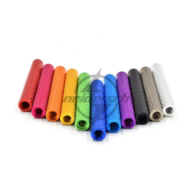 5/10x M3 Colorful Round Threaded Aluminum Knurled Standoff Column Spacer 6-50mm