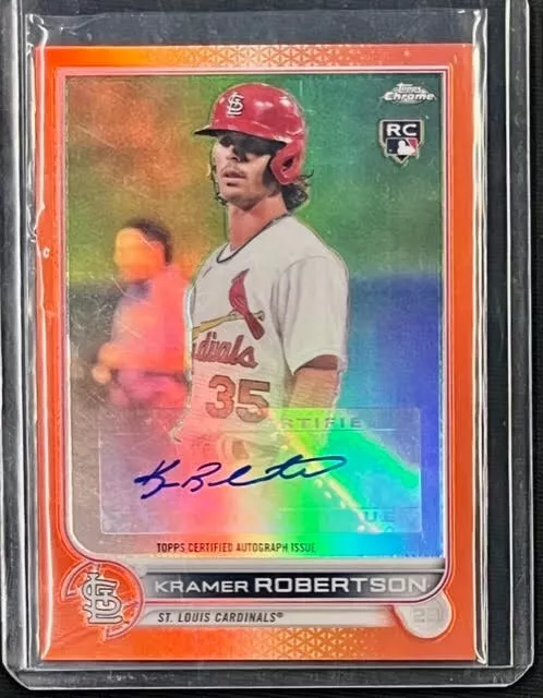 2022 Topps Chrome Baseball Kramer Robertson Orange Auto /25 Rookie RC