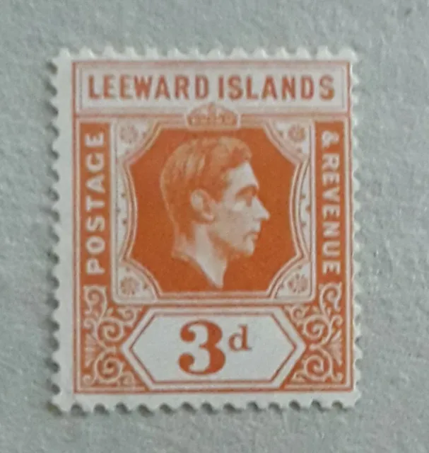 LEEWARD ISLANDS 1938 KGV1 SG107 3d orange chalky paper MLH