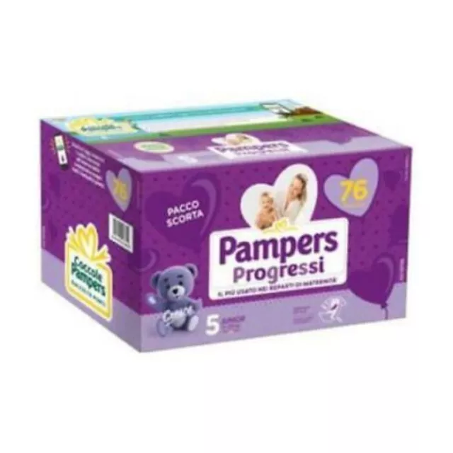 Pampers Progressi Quadri Pannolini Junior Taglia 5 (11-25 kg) 76 Pezzi