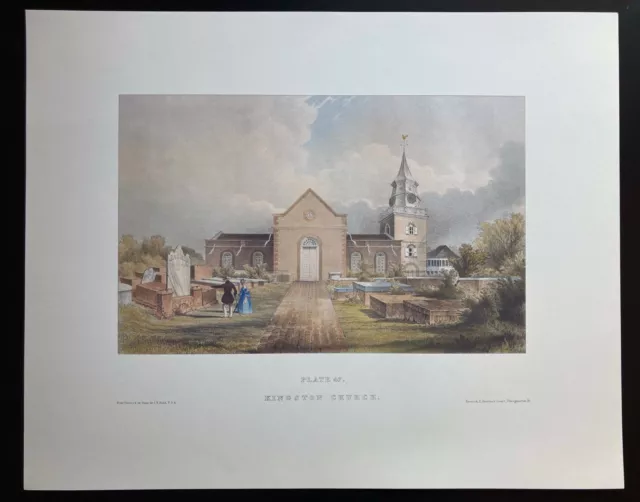 Joseph B. Kidd Litho Druck | Nr. 47 Kingston Church, Jamaika | Westindien 1800er