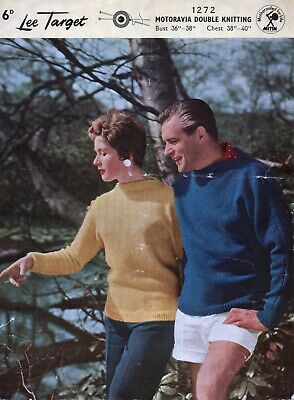 ~ Suéter vintage de 1950 Lee Target patrón de tejido para cuello de barco ~ 36"" ~ 40"" ~