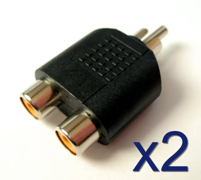 2x Adaptateur audio RCA male vers double RCA femelle Adapter male to dual female