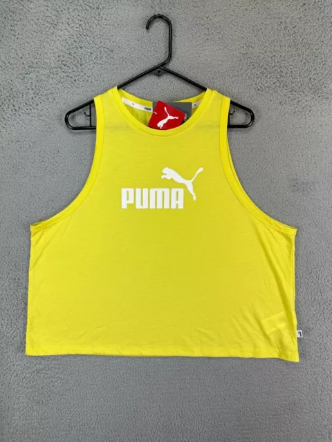 Puma Shirt Womens XL Yellow Tank Top Relaxed Fit Sleeveless Casual Ladies NEW
