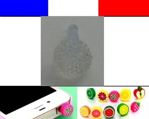 Cache anti-poussière jack universel iphone capuchon bouchon Boule strass 1