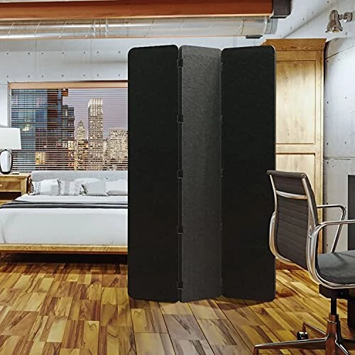 Cloud 9 Privacy Screen - 3 Panel, Black, Flat Finish (Room/Dividers/Now) | Premi
