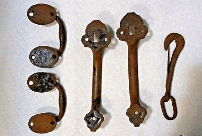 Antique Barn Finds / Set Of 2 Different Type Handles  & A Chain Latch 3