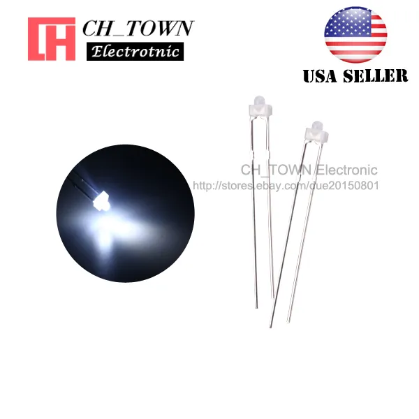 100pcs 1.8mm Diffused White Color White Light LED Diodes DIP High Quality USA