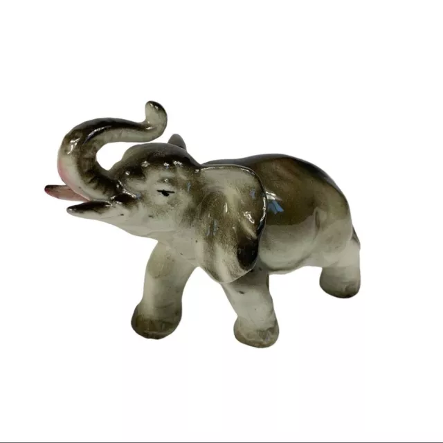Vintage Porcelain Gray Elephant Animal Figurine Sculpture Japan Terrarium Totem