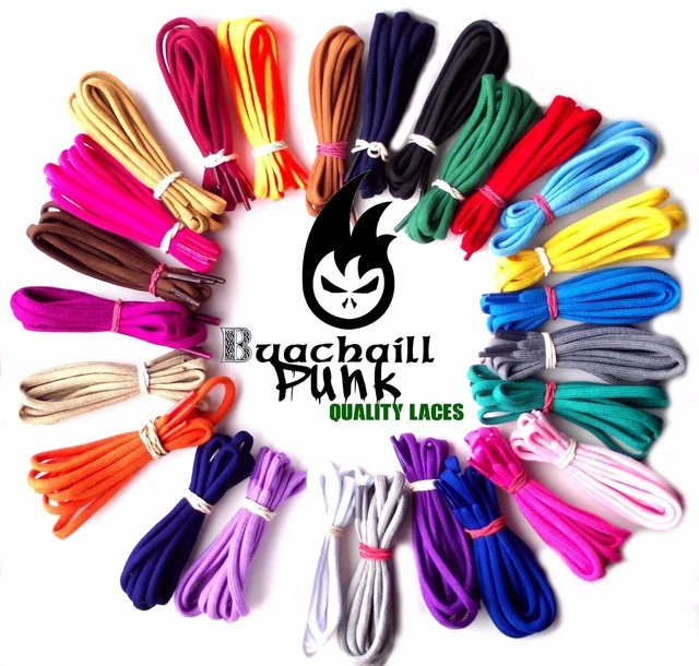 ROUND COLOURED SHOELACES Shoe Laces Chunky Bootlaces 5mm Replacement Dr
