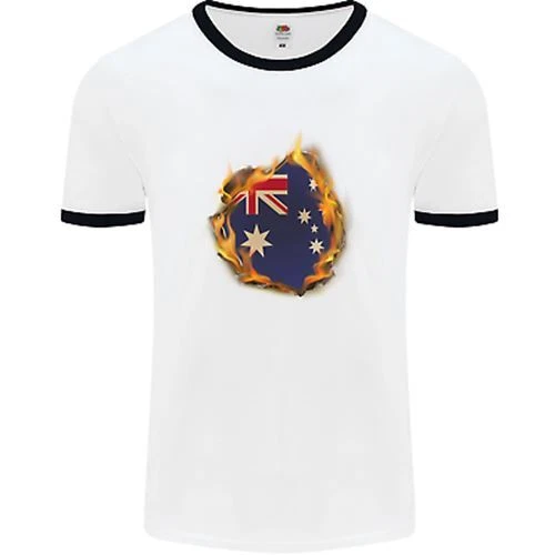 T-shirt da uomo The Australian Flag Fire Effect Australia bianca