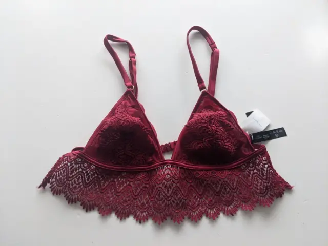 PRIMARK BRALETTE WIRE Free Embroidered Floral Lace Bralette Size Med 10-12  Red £3.99 - PicClick UK