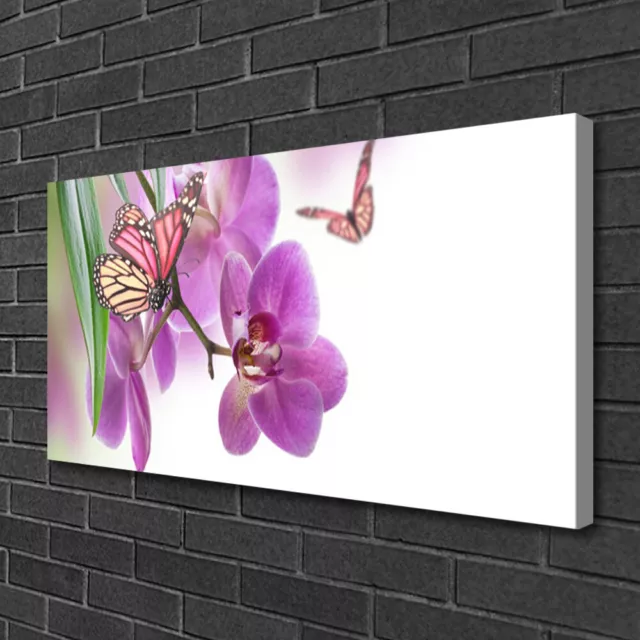 Stampa su Tela 100x50 Arredamento Casa Arredo Design Farfalle Fiori Natura