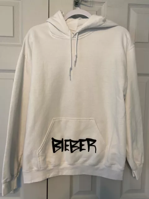 Urban Outfitters White Justin Bieber Hoodie Mascot Bear Long Sleeve Size Medium