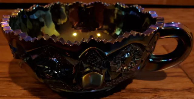 HTF Vintage Amethyst Carnival Glass Snack Bowl w/Handle Smith(?) Fenton(?)