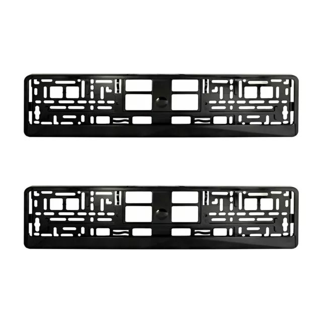 2 x High Glossy Black Number Plate Holders Licence Plate Surrounds Frames ABS O2