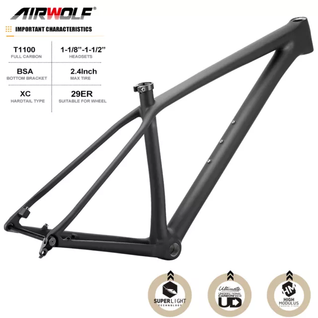 AIRWOLF 960g XC MTB Carbon Frame 29er Boost Bike Bicycle Fahrradrahmen 148mm