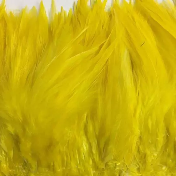 Hackle Saddle Rooster Feather Strung per 10cm - Yellow