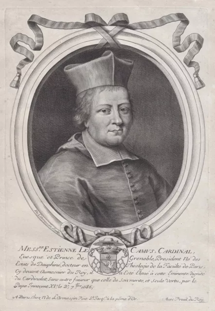 1680 Etienne le Camus cardinal Grenoble Portrait Kupferstich engraving