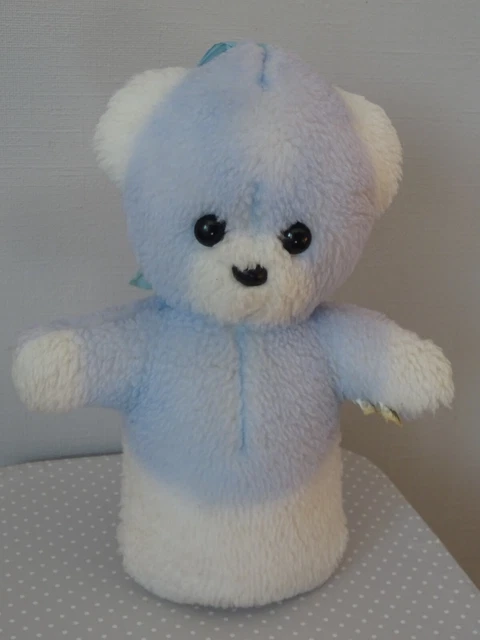 DOUDOU PELUCHE BOULGOM OURS BLEU BLANC GRELOT EXCELLENT ETAT