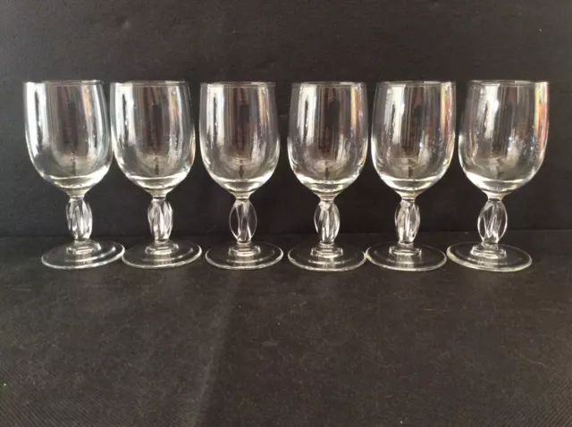 vintage tres jolie lot de 6 verres a vin en verre pied torse en relief