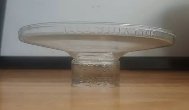 Antique Clear Glass REIS'D Illuminator Shade Base for Kerosene Oil Lamp 1876
