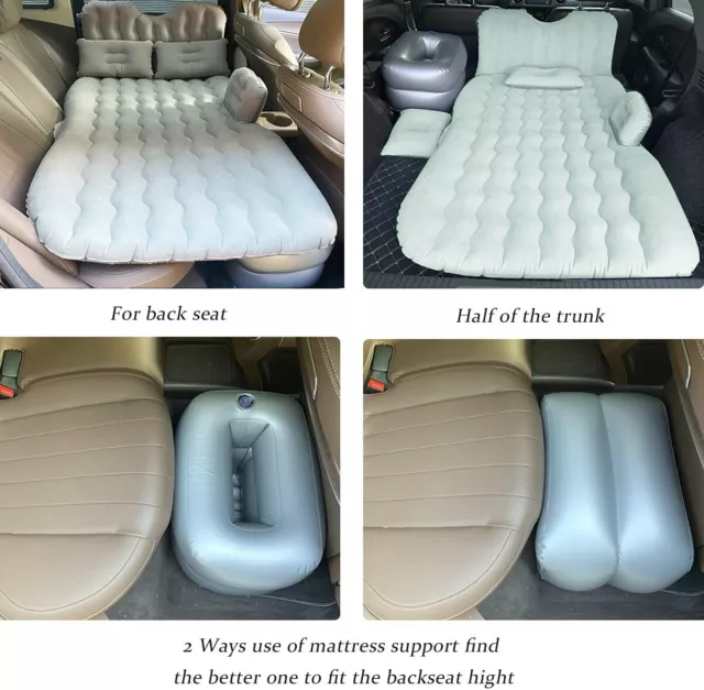 Inflatable Car Air Mattress Portable Travel Bed Back Seat Sleep Rest Mat Pillow 3