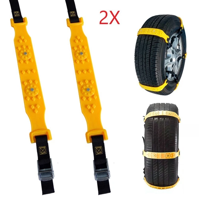 2pcs Yellow Car Snow Tire Chain Off-Road Tires Anti-Skid  Snow And Mud Relief