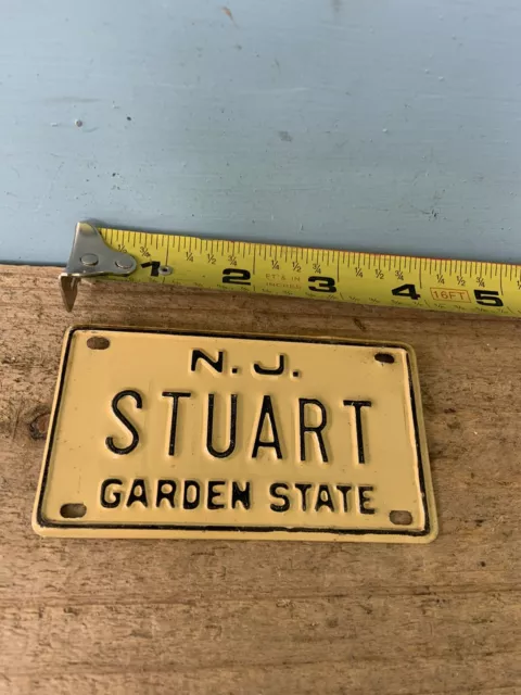 Old School JERSEY Bike License Plate- “ STUART  ”-SCHWINN Stingray,Mongoose BMX