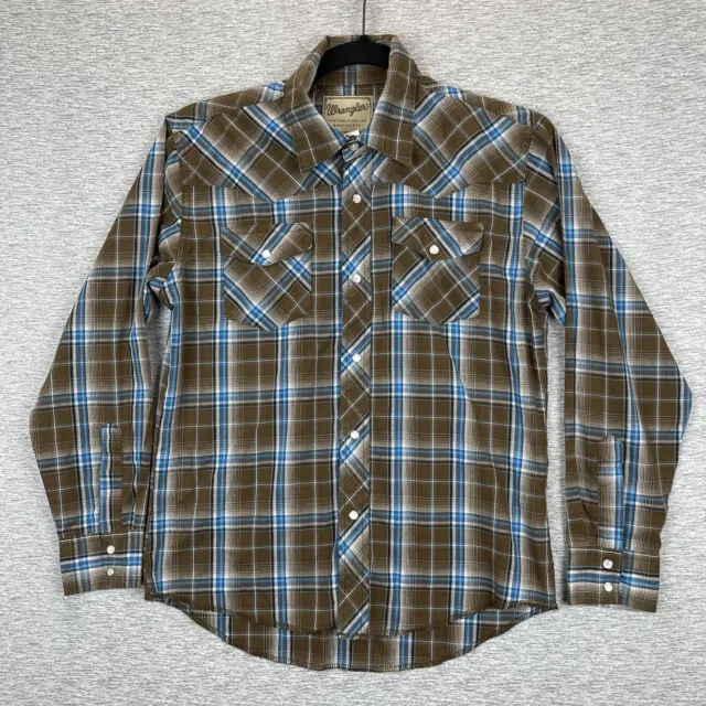 Wrangler American Cowboys Boys Youth Large 10/12 Pearl Snap Shirt Plaid Western