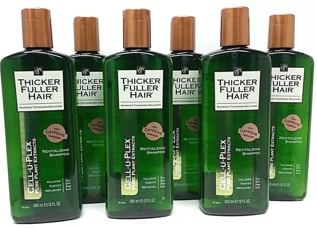 6x Thicker Fuller Hair Cell-U-Plex Pure Plant Extracts Revitalizing Shampoo 12oz