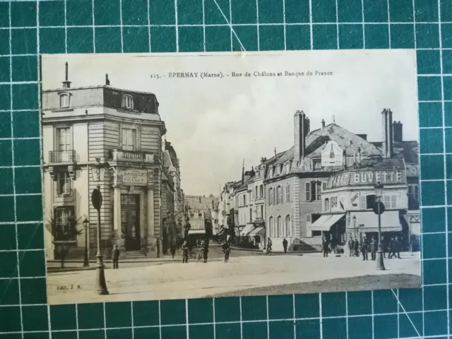 sb026 CPA TBE 1932 Marne - Epernay - Rue des Chalons et Banque de France animated