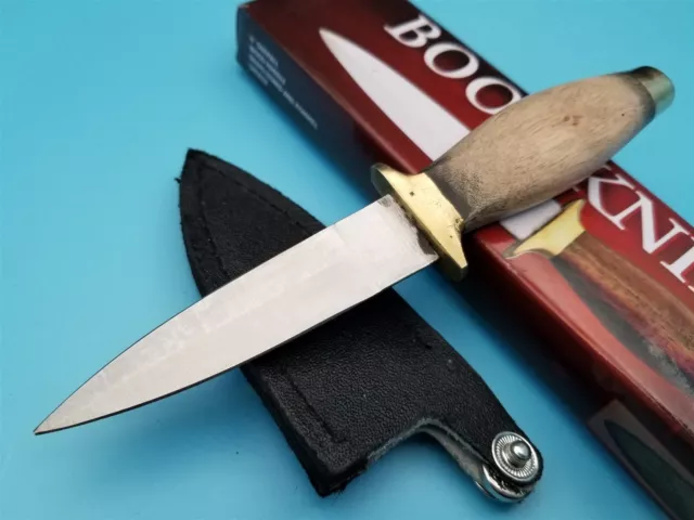 Fixed Blade Double Edged Dagger Boot Knife Sheath w Clip Wood Handle 3" Blade FS