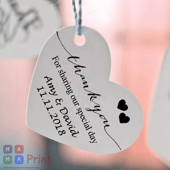 Personalised Wedding Favour Heart Tags ❤ Thank You For Sharing Our Special Day