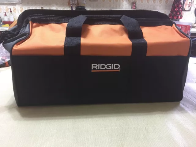 Brand New Ridgid 22 X 10  X 13 Large Heavy Duty 5pc 6 Pocket Contractor Tool Bag