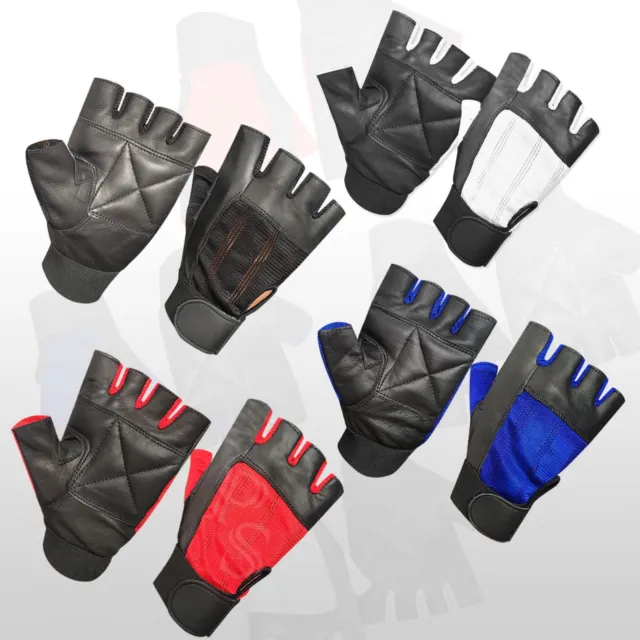 Weight lifting gym fitness training body building padded workout leather gloves