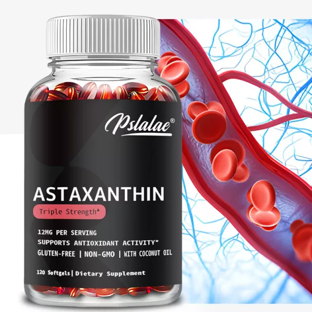Astaxanthin Capsules 12mg - with Organic Coconut Oil - Antioxidant Support