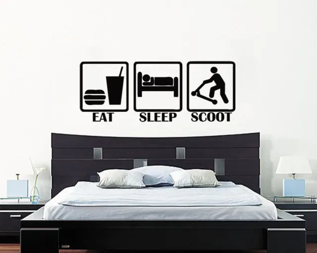 Eat Sleep Scoot Kids Children's Bedroom Scooter Decal Wall Sticker Picture 1