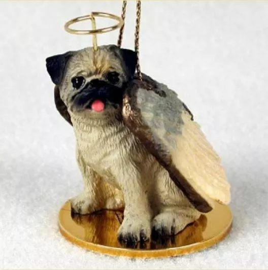 PUG FAWN ANGEL DOG CHRISTMAS ORNAMENT HOLIDAY Figurine Statue