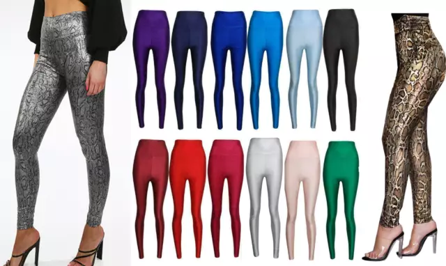 Ladies Womens Super Stretch Shiny High Waist Leggings Skinny Tight Dancing Pants