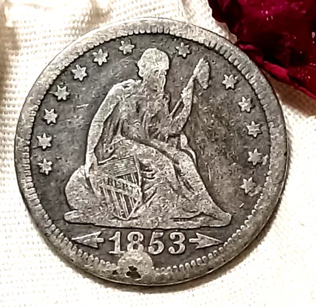 1853 Arrows & Rays Seated Liberty Quarter, Silver