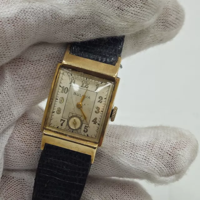 Vintage 10K G.F Art Deco Bulova Mens 21 jewel Cal. 8AE Wrist Watch Mechanical
