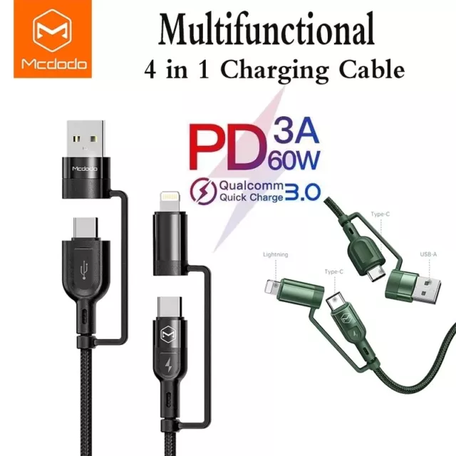 MCDODO 4 in 1 USB Type C To Type C To For iPhone PD USB Fast Charging Cable Cord