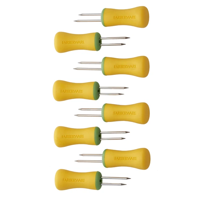 Farberware Professional Set of 8 0.2 lb Rubber and Stainless Steel Corn Holders