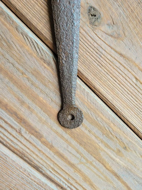 19c Antique Hand Wrought Forged Iron Barn Door Strap Hinges 24 1/2" 2