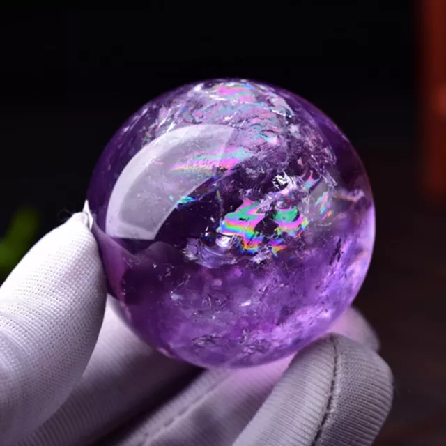 Natural Amethyst Quartz Stone Sphere Crystal Fluorite Healing Gemstone+Stand