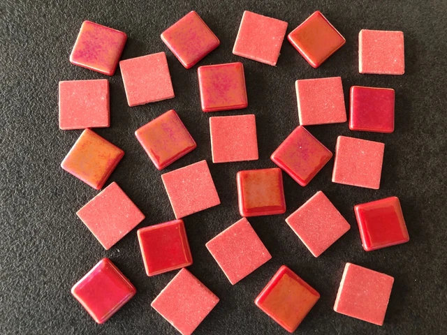 NEU*** Mosaiksteine 25 Stück 24x24 mm (flach) gem. irisierend Glassteine Fliesen
