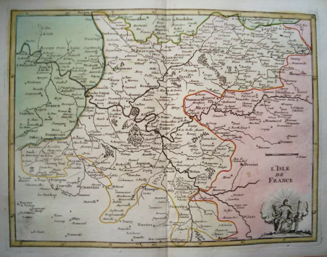 Île-de-France Paris Frankreich La France seltener Kupferstich Landkarte 1767
