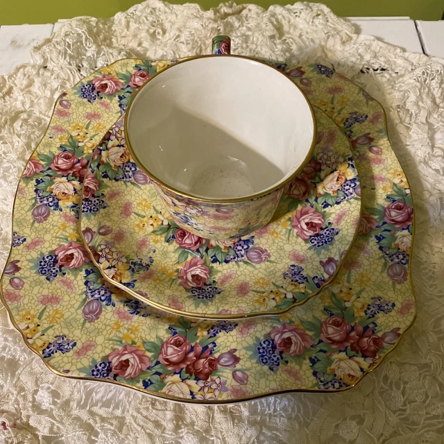 Royal Winton Chintz Welbeck Trio Tea Cup Saucer Tea Plate Lot of 3 Modern Mark